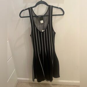 Elegant Black and White Striped Dress
